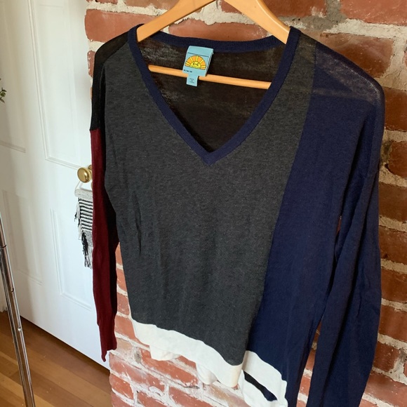 C & C California colorblock asymmetrical sweater M - Picture 3 of 8